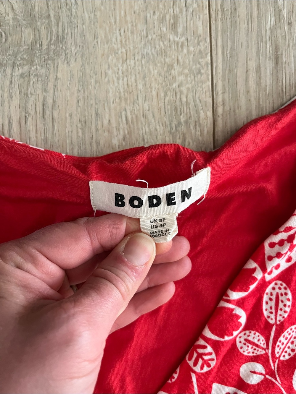 Boden Women’s Kassidy Jersey Midi Dress Poppy Red, Gardenia Swirl - Size 4P - Picture 4 of 7